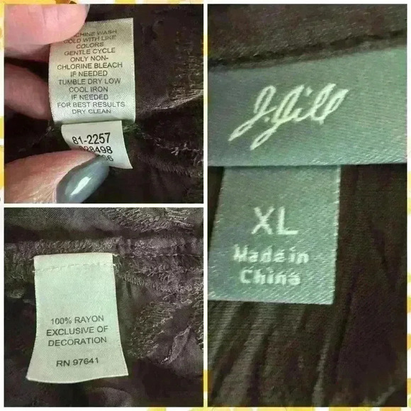 J. Jill Embroidered Button-Up Shirt Dress XL - Brown, Tie Waist, Scalloped Hem - Picture 5 of 7